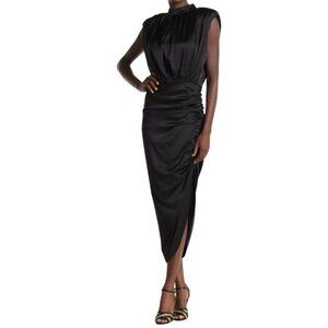 Veronica Beard Kendall Dress Womens 4 Black Stretch Silk Sleeveless High Neck